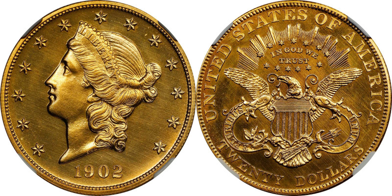 1902 Liberty Head Double Eagle. JD-1, the only known dies. Rarity-4+. Proof-66 (...