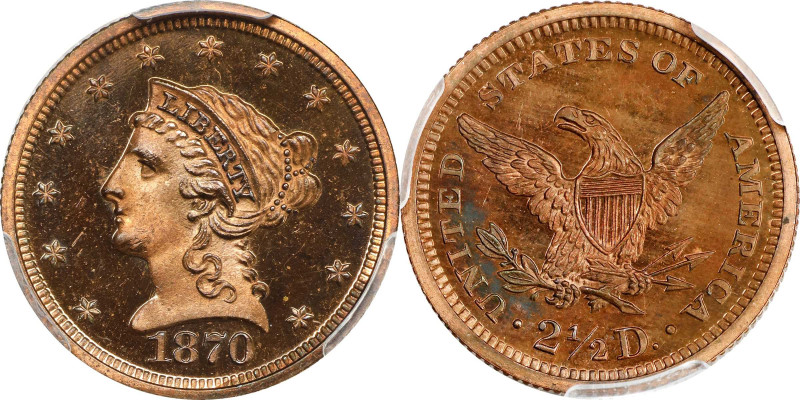 1870 Pattern Liberty Head Quarter Eagle. Judd-1026, Pollock-1161. Rarity-7+. Cop...