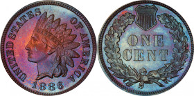 1886 Indian Cent. Type I Obverse. Proof-66 BN (PCGS). CAC.
This stunning Gem exhibits a base of rich copper-brown patina to both sides. The reverse r...