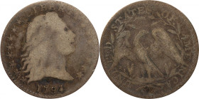 1794 Flowing Hair Half Dime. LM-4. Rarity-4. VG Details--Scratch (PCGS).
Scarcer than the 1795, the 1794 is also desirable to numismatists as the fir...