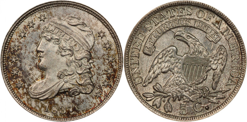 1837 Capped Bust Half Dime. LM-1. Rarity-1. Large 5 C. MS-65 (PCGS).
A predomin...