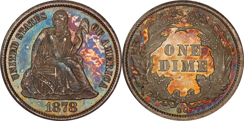 1878-CC Liberty Seated Dime. Type I Reverse. Fortin-101. Rarity-4. Doubled Die R...