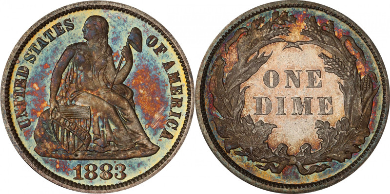 1883 Liberty Seated Dime. Proof-67 (PCGS). CAC.
A richly original Superb Gem wi...