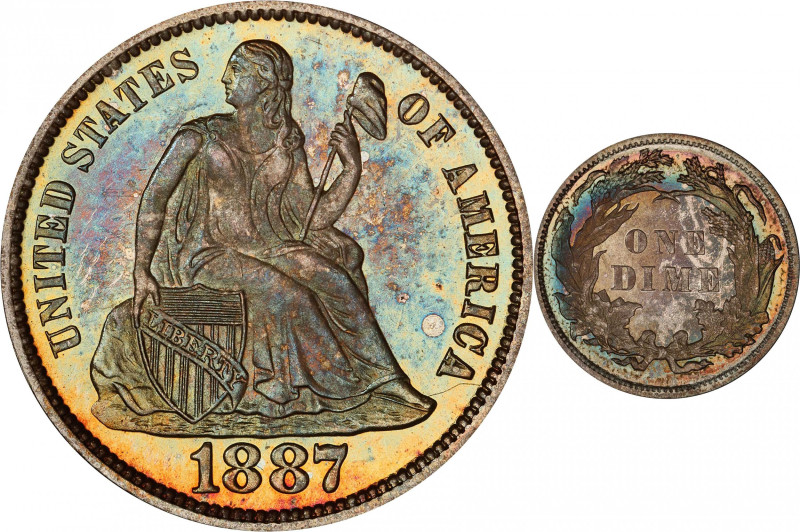 1887 Liberty Seated Dime. Proof-66+ (PCGS). CAC.
Thoroughly appealing premium G...