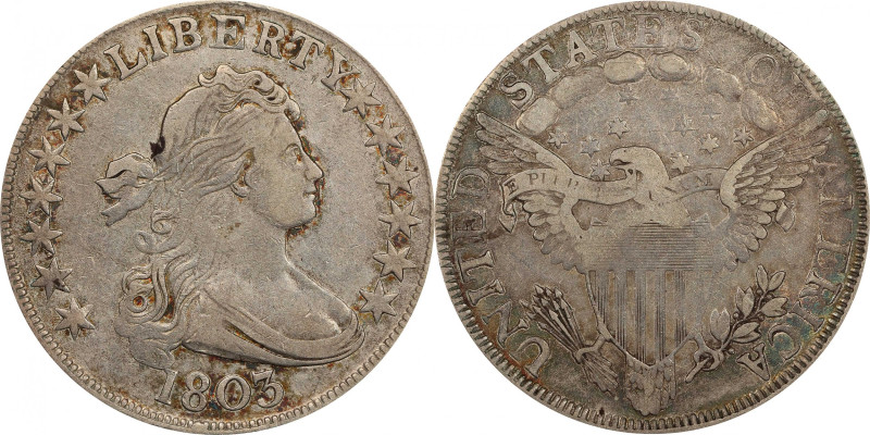 1803 Draped Bust Half Dollar. O-102a, T-2. Rarity-4-. Large 3, Small Reverse Sta...