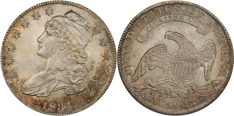 1834 Capped Bust Half Dollar. O-118. Rarity-4. Small Date, Small Letters. MS-63 ...