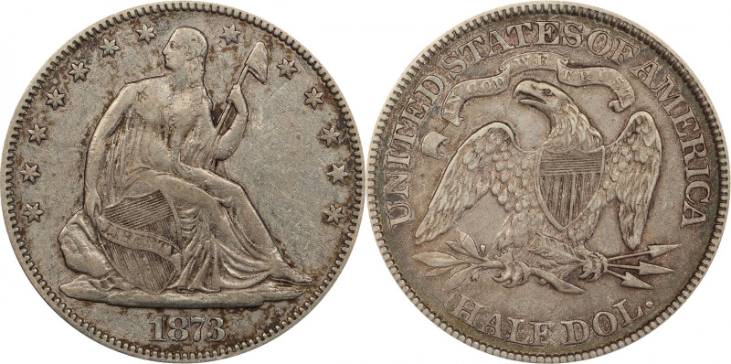 1873 Liberty Seated Half Dollar. No Arrows. WB-6. Rarity-5. Open 3. EF-40 (PCGS)...