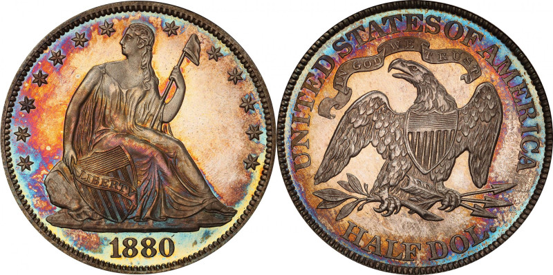 1880 Liberty Seated Half Dollar. WB-102. Type II Reverse. Proof-64+ (PCGS).
Swa...