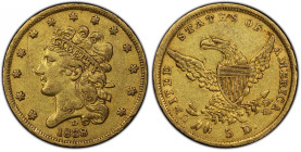 1838-D Classic Head Half Eagle. HM-1, Winter 1-A, the only known dies. Rarity-3. EF Details--Scratch (PCGS).
A boldly defined and aesthetically pleas...