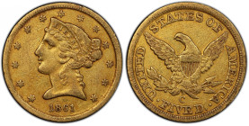 1861-C Liberty Head Half Eagle. Winter-1, the only known dies. Die State II. VF-35 (PCGS). CAC.
Offered is a superior mid grade survivor of a rare an...
