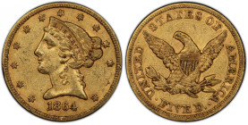 1864 Liberty Head Half Eagle. AU-53 (PCGS).
One of several key date Liberty Head half eagles from the Civil War era, the offering of any circulation ...
