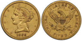 1866-S Liberty Head Half Eagle. Motto. VF-30 (PCGS). CAC.
Attractively original surfaces are bathed in a warm blend of deep honey and warm rose color...