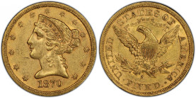 1870-S Liberty Head Half Eagle. AU-55 (PCGS). CAC.
Among the leading highlights of this current offering of Fairmont Collection half eagles, this is ...