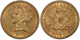 1879-S Liberty Head Half Eagle. AU-55 (PCGS).
Keeping pace with the main coinage facility in Philadelphia, the San Francisco Mint also continued to i...