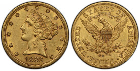 1883-CC Liberty Head Half Eagle. Winter 1-A, the only known dies. AU-58 (PCGS). CAC.
Seldom have we offered an 1883-CC half eagle of comparable quali...