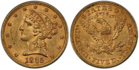 1885 Liberty Head Half Eagle. MS-62 (PCGS). CAC.
A sharp and inviting example with vivid orange-honey color and full, softly frosted luster.
PCGS# 8...