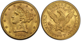 1890-CC Liberty Head Half Eagle. Winter 1-A, the only known dies. MS-63+ (PCGS). CAC.
Offered is a noteworthy condition rarity from this otherwise mo...
