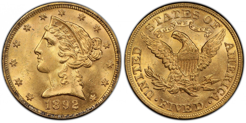 1892 Liberty Head Half Eagle. MS-65 (PCGS).
It is difficult for us to imagine a...