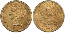 1892-S Liberty Head Half Eagle. MS-61 (PCGS). CAC.
Attractive semi-prooflike fields support frosty, smartly impressed devices. Drenched in warm orang...