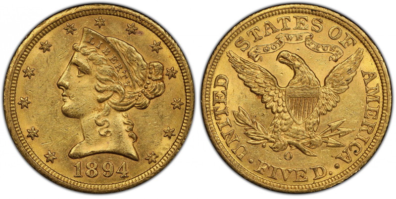 1894-O Liberty Head Half Eagle. Winter-1. MS-61 (PCGS). CAC.
Otherwise frosty s...