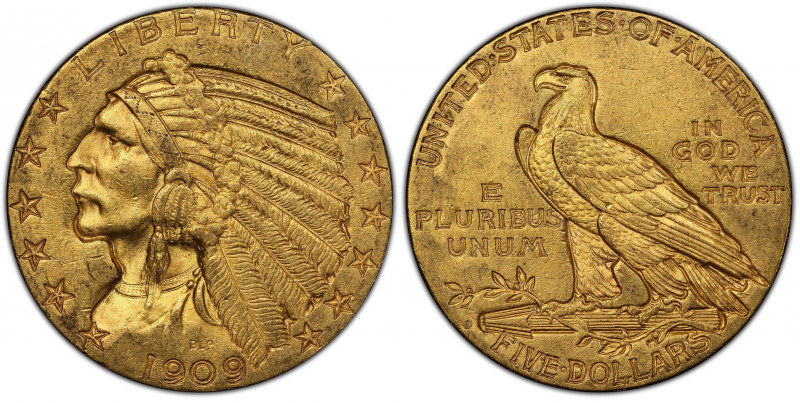 1909-O Indian Half Eagle. MS-62 (PCGS). CAC.
A technically and aesthetically su...
