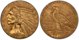 1912 Indian Half Eagle--Struck-Through Reverse--AU Details--Cleaned (PCGS).
Boldly to sharply defined in all areas save for near the lower left rever...