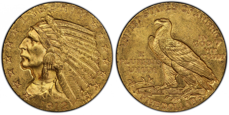 1912-S Indian Half Eagle. MS-62 (PCGS). CAC.
A boldly colored example displayin...