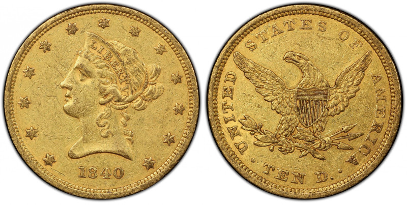 1840 Liberty Head Eagle. AU-53 (PCGS).
It is difficult to us to imagine a more ...