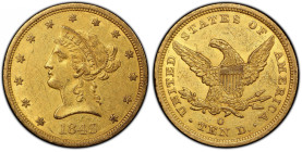 1843-O Liberty Head Eagle. Winter-2. AU-55 (PCGS).
Among the finest 1843-O eagles that we recall handling, this lovely Choice About Uncirculated exam...
