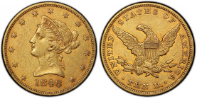 1846 Liberty Head Eagle. EF-45 (PCGS). CAC.
A lovely olive-orange piece with wisps of frosty luster remaining to both sides. Boldly defined and pleas...