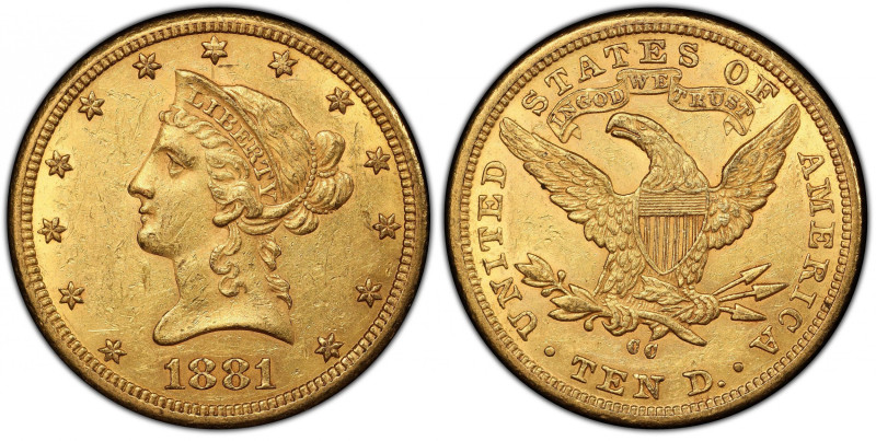 1881-CC Liberty Head Eagle. Winter 1-A, the only known dies. AU-55 (PCGS). CAC....