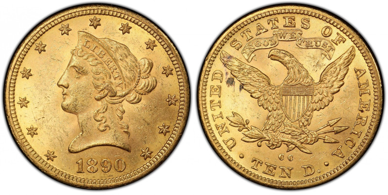 1890-CC Liberty Head Eagle. Winter 1-A, the only known dies. MS-62 (PCGS).
Gorg...