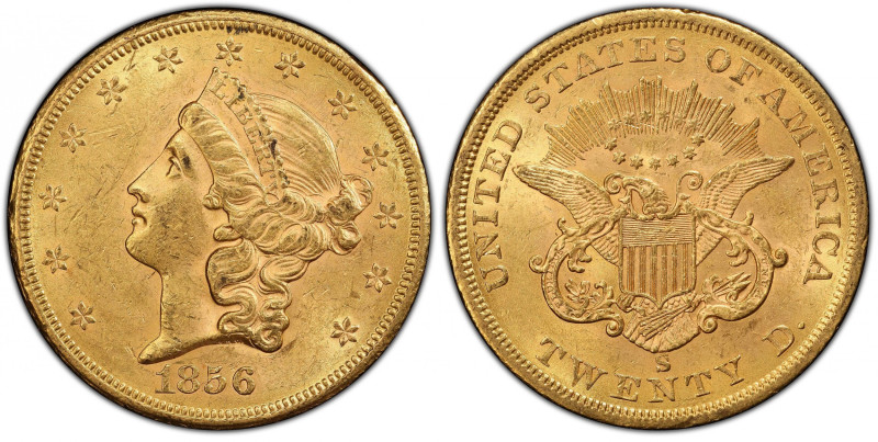 1856-S Liberty Head Double Eagle. MS-62 (PCGS). CAC.
A gorgeous example of this...