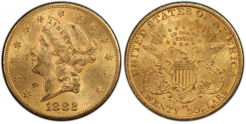 1882-CC Liberty Head Double Eagle. MS-62 (PCGS). CAC.
An outstanding condition ...