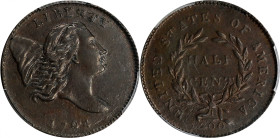 1794 Liberty Cap Half Cent. C-1a. Rarity-3. Normal Head. Large Edge Letters. AU Details--Corrosion Removed (PCGS).
A bold and rather appealing exampl...