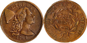 1794 Liberty Cap Cent. S-60. Rarity-3. Head of 1794. VF-35 (PCGS).
Original golden-brown surfaces with intermingled deep rose highlights evident as t...