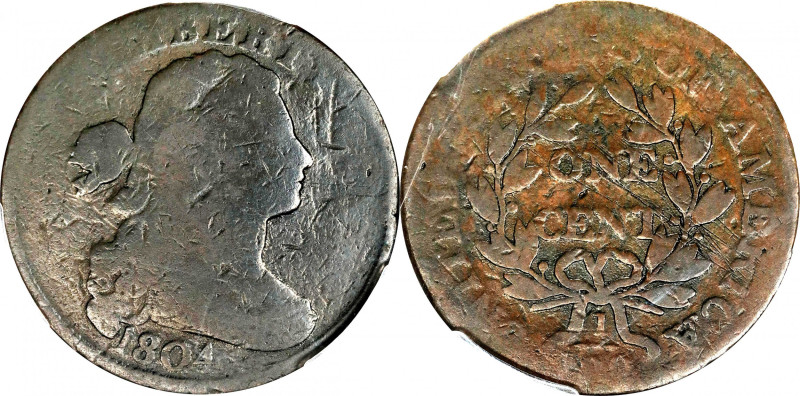 1804 Draped Bust Cent. S-266, the only known dies. Rarity-2. AG-3 (PCGS).
This ...