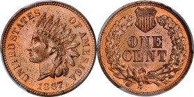 1867 Indian Cent. MS-64 RD (PCGS). CAC.
This premium quality offering boasts full mint color in deep orange-rose. It is a sharply struck coin, as wel...