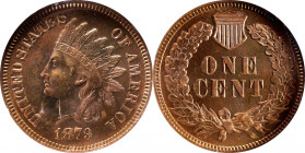 1879 Indian Cent. Proof-66 RD (NGC). Eagle Eye Photo Seal.
Warm deep rose color blankets both sides of this expertly produced and carefully preserved...
