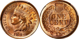 1896 Indian Cent. MS-65 RD (PCGS). CAC.
Glowing rose-red surfaces with a hint of deeper red here and there at the borders. The strike is bold to shar...