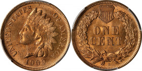 1909-S Indian Cent. MS-64 RD (PCGS).
Vivid mint orange surfaces greet the viewer from both sides of this key date Indian cent. Well struck for the is...