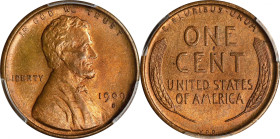 1909-S Lincoln Cent. V.D.B. MS-63 RB (PCGS).
With ample mint orange color to surfaces that also show light toning in iridescent olive-brown. Lustrous...
