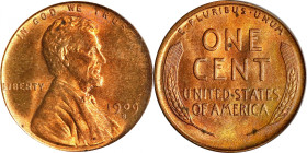 1909-S Lincoln Cent. MS-65 RD (PCGS). OGH.
This pretty Gem offers full satin luster and dominant mint color in warm medium orange. A few blushes of s...