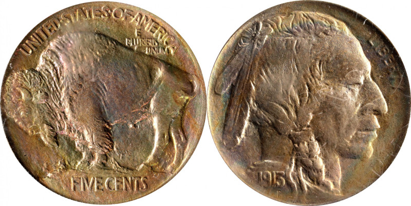 1913 Buffalo Nickel. Type I. MS-67 (PCGS).
With exceptionally vivid and varied ...