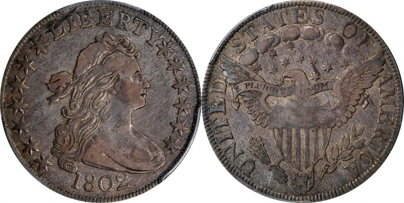 1802 Draped Bust Half Dollar. O-101, T-1, the only known dies. Rarity-2. VF-35 (...