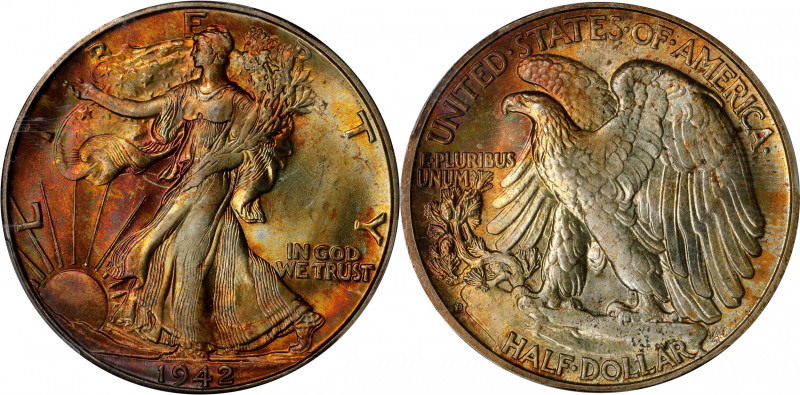 1942-D Walking Liberty Half Dollar. MS-67+ (PCGS). CAC.
Vividly and beautifully...