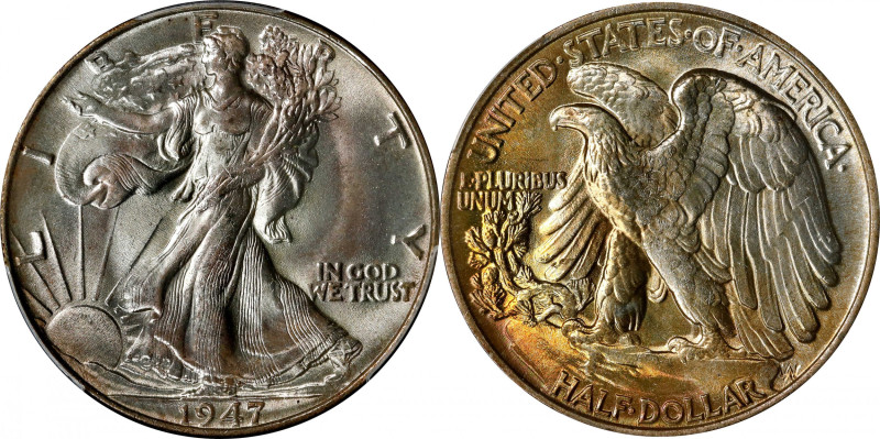 1947 Walking Liberty Half Dollar. MS-67 (PCGS).
Blushes of pale rose iridescenc...