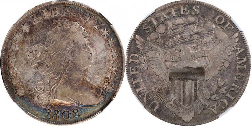 1802 Draped Bust Silver Dollar. BB-241, B-6. Rarity-1. Narrow Date. VF Details--...