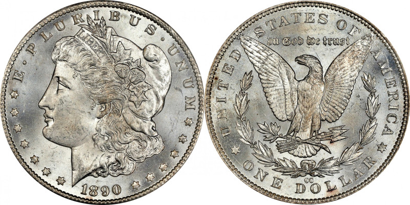 1890-CC Morgan Silver Dollar. MS-63 (PCGS). CAC. OGH.
Brilliant and highly lust...