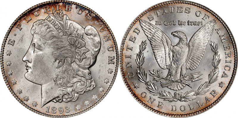 1893 Morgan Silver Dollar. MS-62 (PCGS). CAC. OGH.
A popular low mintage Morgan...